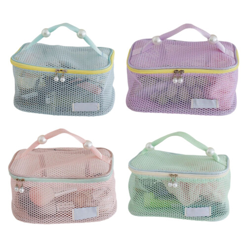 Geräumige Make-up-Tasche aus Nylon-Mesh,-Grün 1