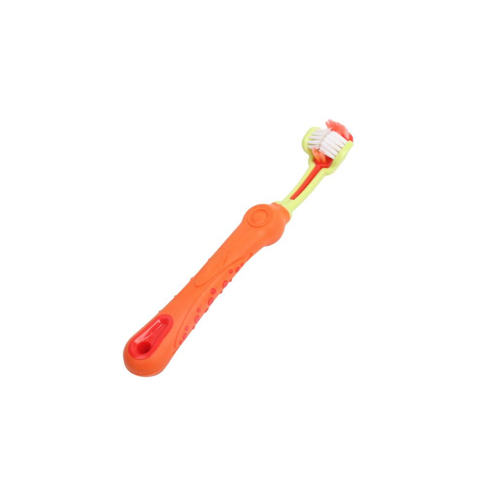 (Orange) Pet Toothbrush Three-Head Comfortable Grip Healthy And Environmentally-image-OPC-PMQ5QVB-NEW