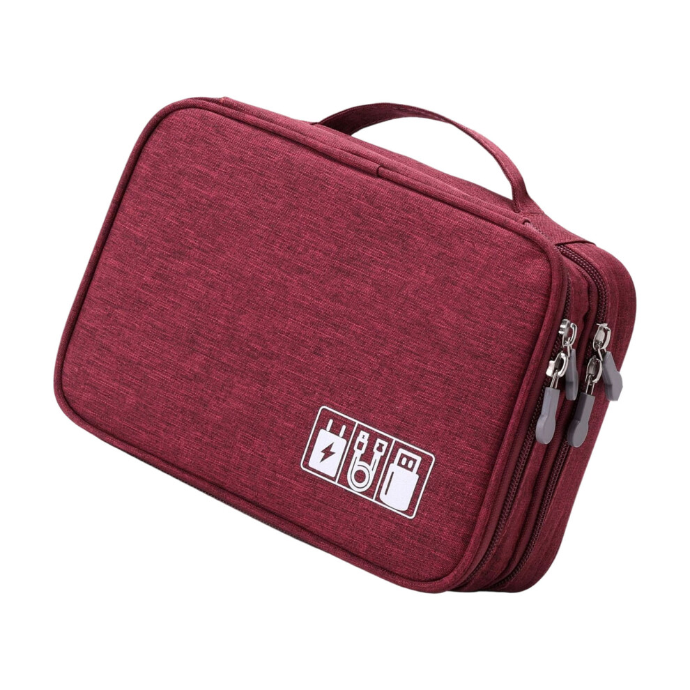 Waterproof Cable Organiser Bag With-Wine Three Layer Red 7755000202765