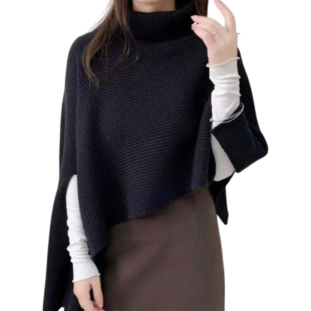 (black) High Neck Knit Sweater For Cold Weather Suitable For Daily Dressing-image-OPC-PMQ5SMC-NEW