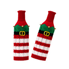 Christmas Striped Knitted Wine Bottle Cozies, Set Of 2-stripe