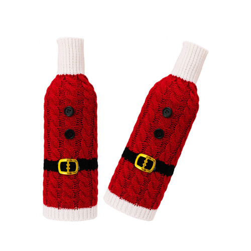 2Pcs Reusable Christmas Themed Striped Knitted Wine-red belt