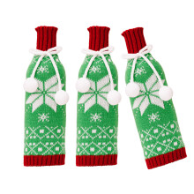3 stuks Kerstthema Sneeuwvlok Wijnfles-Groene sneeuwvlokstijl