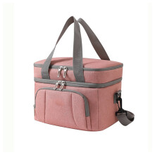 Lunch Bag Oxfords Fabric Thermal Layer Designs Handle-Pink