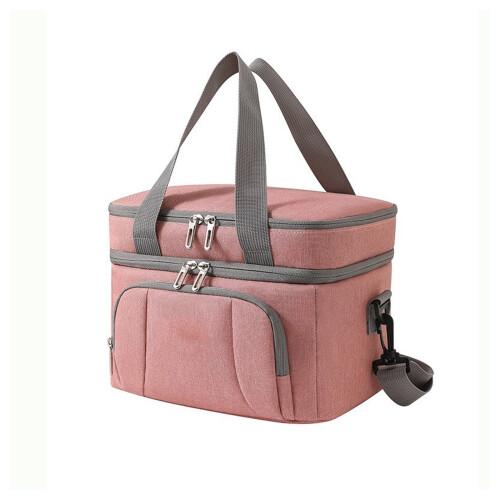Lunch Bag Oxfords Fabric Thermal Layer Designs Handle-Pink
