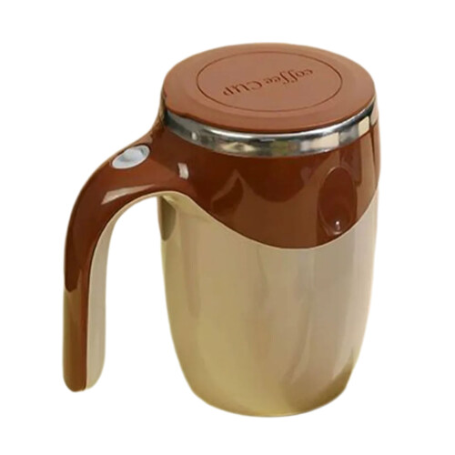 Automatic Stirring Coffee Mug Stainless Steels Travel-brown