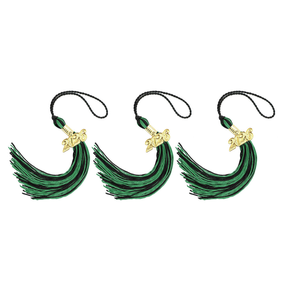 2026 Year Charm Graduation Cap Tassels Rayon-black green-image-OPC-PMQ69JW-NEW
