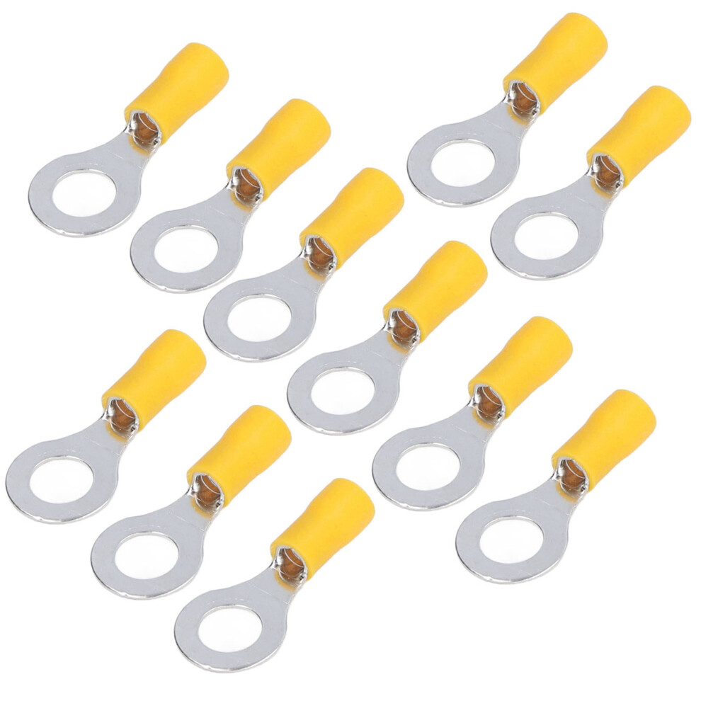100Pcs Insulated Copper Ring Terminals Awg12-10 Rv5.5-8, Yellow 3141357710765