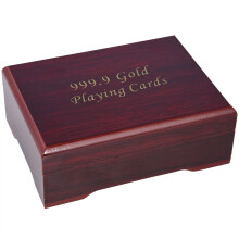 Luxus Fake Goldfolie Pokerkarten Kunststoff-Set mit Wood Box