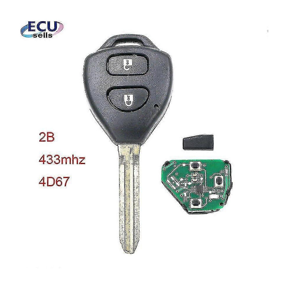 Kikidex (As Show, One Size) 2B / 3 Buttons Remote Key 433Mhz,4D67 Chip Inside For Toyota Rav4 Camry Corolla 2006-2010 Europe