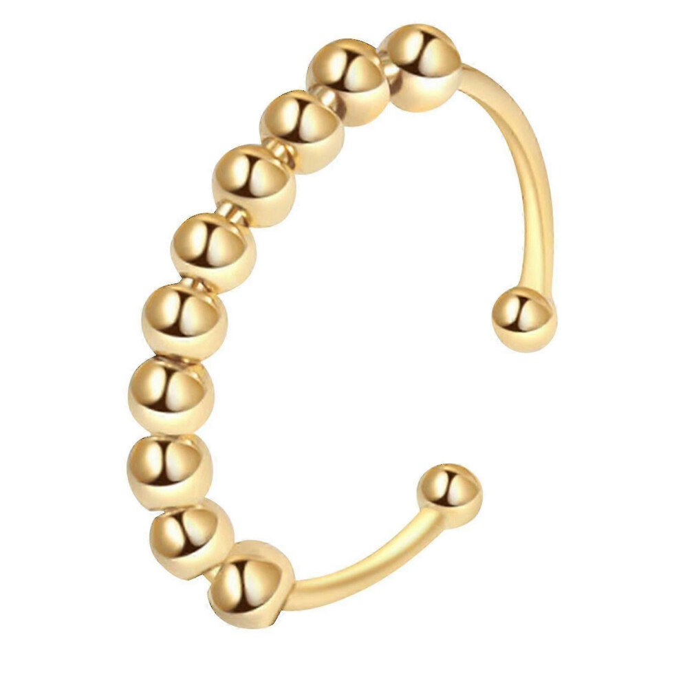 Kikidex (As Show, ) Open Anxiety Ring Adjustable Anti-Stress Ring Spinner Ring Fidget Ring Gold