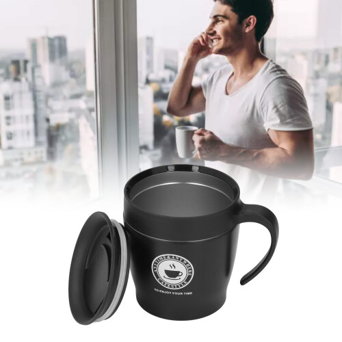 Tazza da caffè 330 ml nera 9,610,3 cm con manico portatile