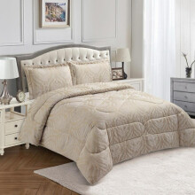 (Bridal Beige, Double) Elegant Floral Jacquard Bedspread Set with Pillow Shams - Cozy Night's Sleep - Perfect for Bedroom Decor