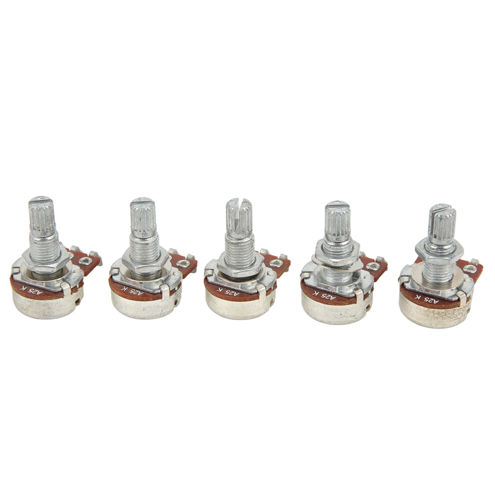 5Pcs Metal Silver Guitar Potentiometers Long Knurled Split Shaft Audio Accessories-image-OPC-PMQ6GBW-NEW