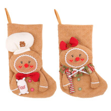 2 Stücke handgemachte Lebkuchenmann-Weihnachtsstrümpfe