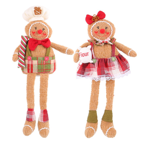 2-teiliges Plüsch-Lebkuchenmann-Puppen-Set-Langbeiniger Gingerbr