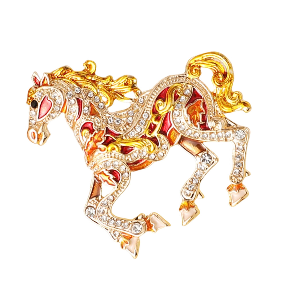 Yellow Elegant Horse Theme Pin For Scarf Bag Decoration And