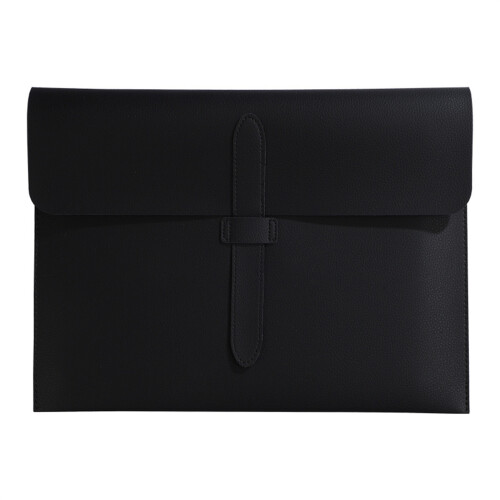 Letter Size Leather Document Case for Business Meetings-Black