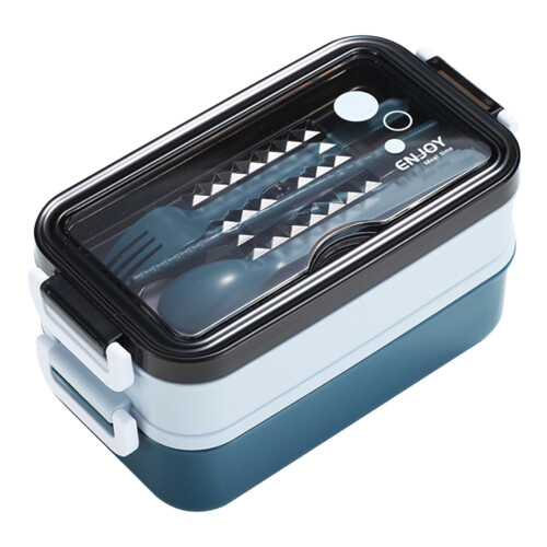 Thermal Lunch Container With Secure Design Portable Handle-Blue