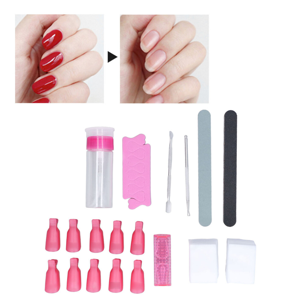 Gel Nail Polish Remover Kit Fiber Stainless Steel Durable DIY Nails Tool