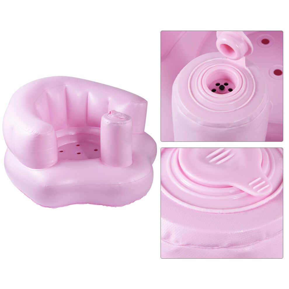 Inflatable Baby Seat Pvc Portable Toddler Bath & Dining Chair Pink
