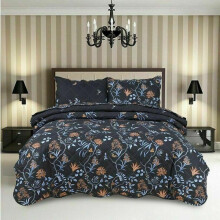 (Heer, Double) 3 PCS QUILTED BEDSPREAD EMBOSSED COMFORTER SET SINGLE DOUBLE KING SIZE BED THROW Cotton Striped Soft King Size Washable