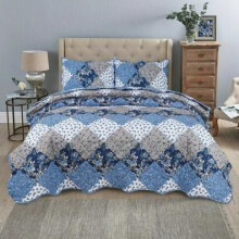 (Oceano, King) 3 PCS QUILTED BEDSPREAD EMBOSSED COMFORTER SET SINGLE DOUBLE KING SIZE BED THROW Cotton Striped Soft King Size Washable