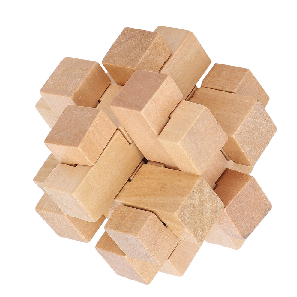 Wooden Puzzle Lock Interlocking 3D Brain Teaser Toy for Elderly & Kids