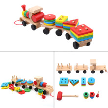 Baby Wooden Train Blocks Educational Toy, Colorful, 32x8.6x5.5cm