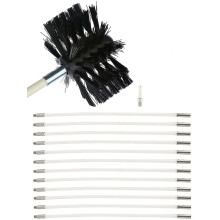 Chimney Sweep Kit Nylon Flexible Rods Rotary Brush Head 610mm 12 Rods