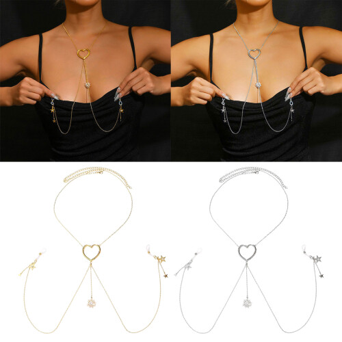 Not Piercing Body Accessories Chest Chain Suitable for-Gold 2