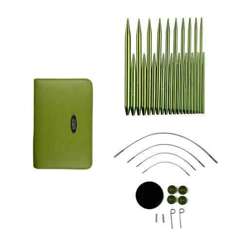 10Pairs Aluminum Circular Knitting Needle Set with Leather Case
