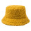 Women Student Thicken Fuzzy Plush Bucket Hat Solid-Yellow 1