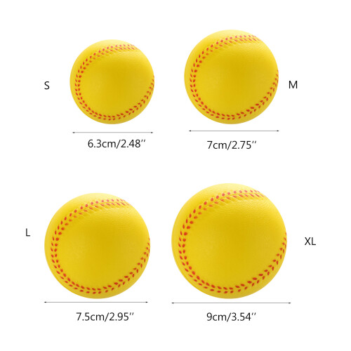 Practice Solid PU Baseball Softballs Training-Yellow 9cm 2