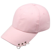 Baseball Cap Unisex Low Profile Solid Color Metal Rings-Pink