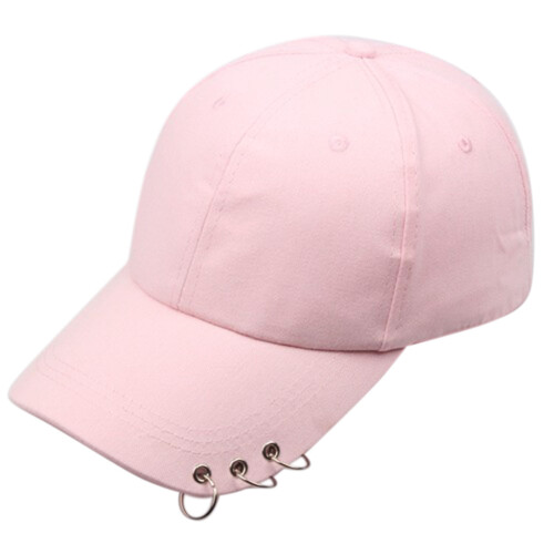 Baseball Cap Unisex Low Profile Solid Color Metal Rings-Pink