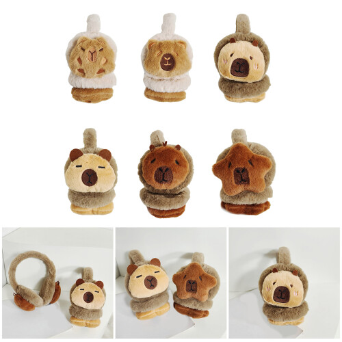 Adjustable Plush Ear Covers for Students and-small brown leaves 2
