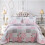 (Floral Grey, Double/King) Quilted Patchwork Bedspread & Pillow Shams Set - Cozy Comforter 2