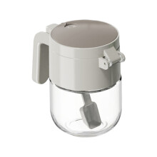 Cooking Salt Dispenser Glass Spices Jar with Lid and-Warm Gray