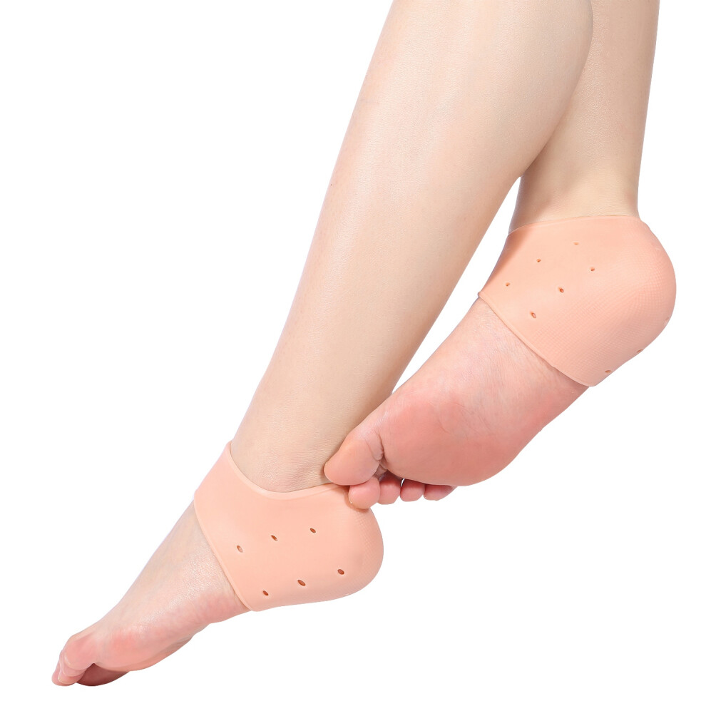 2PCS Silicone Heel Socks, Moisturizing Gel Foot Sleeves with Air Holes, One Size, Multiple Colors