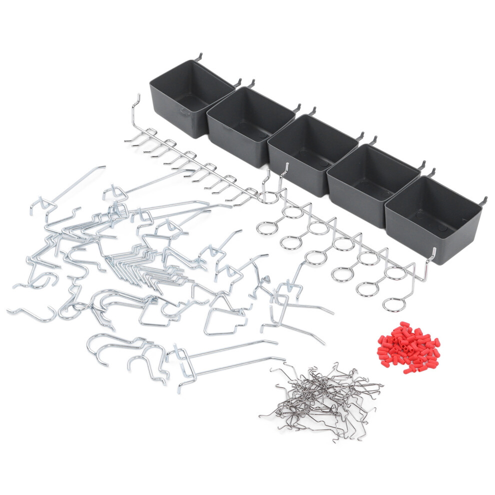 114Pcs Heavy Duty Alloy Pegboard Hooks Assortment Kit In Silver 5091357724539