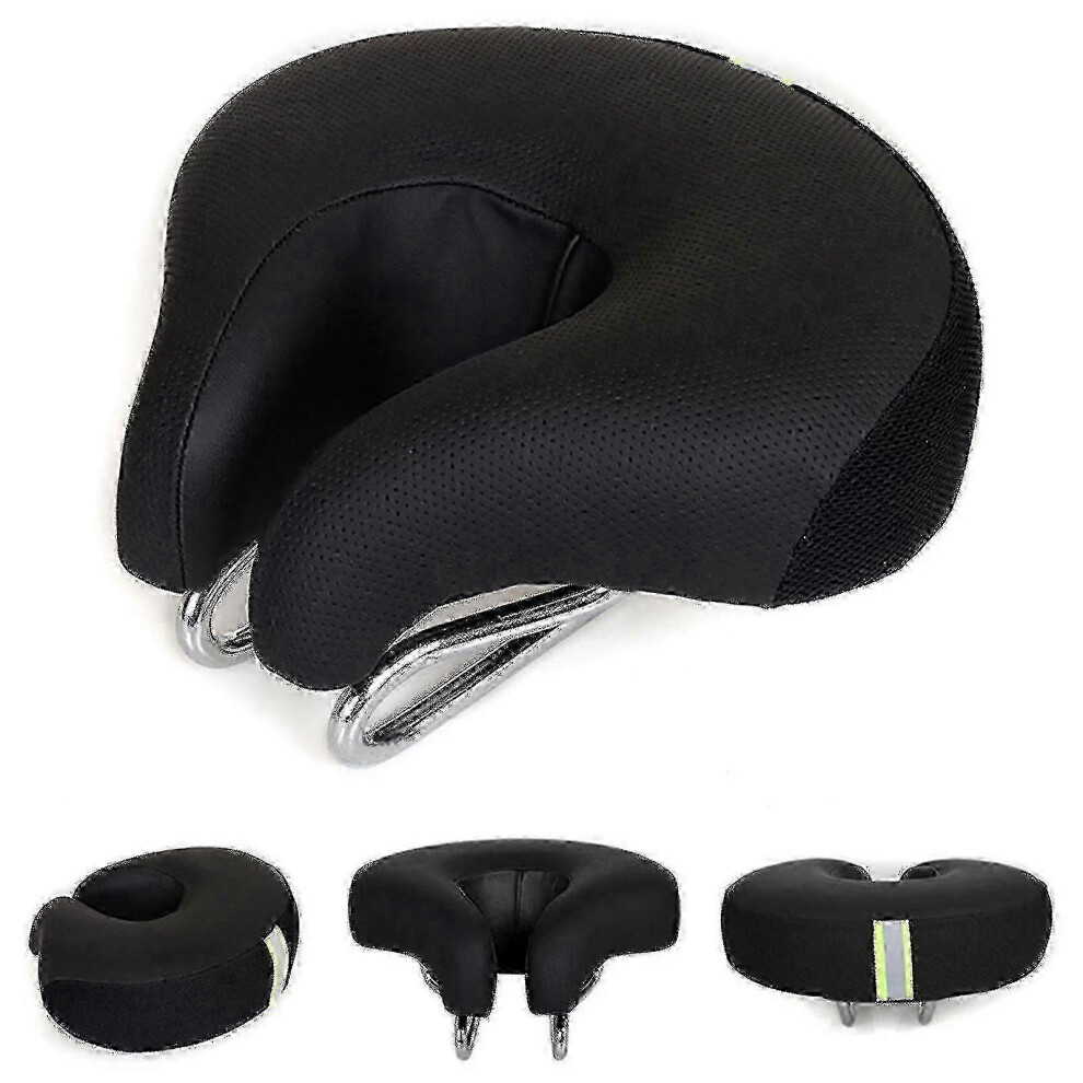 Kikidex (As Show, ) Bicycle Saddle No Nose Bicycle Saddle Mountain Bike Thickened Super Soft Cushio Green