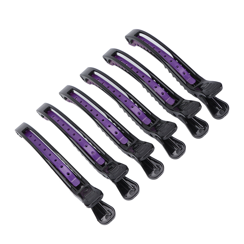 Black/Purple 6Pcs Professional Hair Clips For Haircut & Styling Home Salon