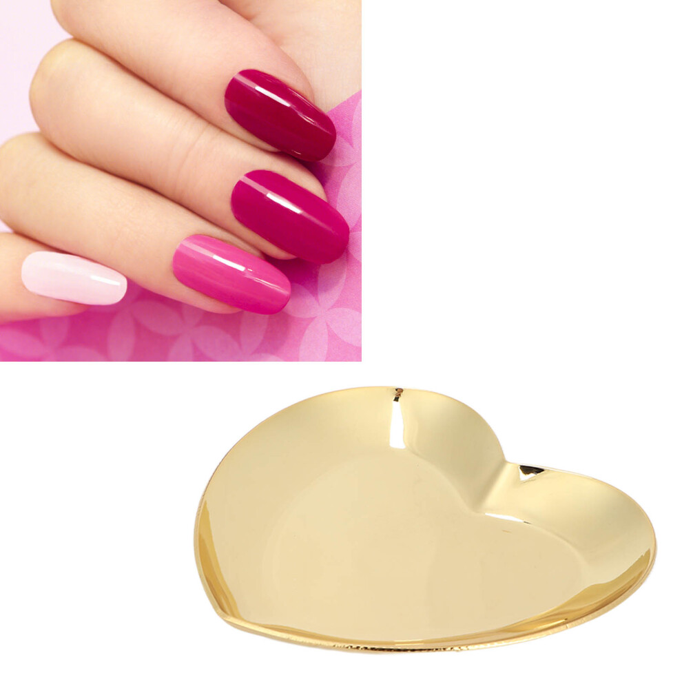 Stainless Steel Heart Nail Art Display Board, Color Mixing Palette, Gold