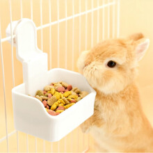 Rabbit Bowl Crate Water Bowl 2-in-1 Hanging Cage Removable Food And Water Bowl For Rabbits Cats Guinea Pigs Ferrets White