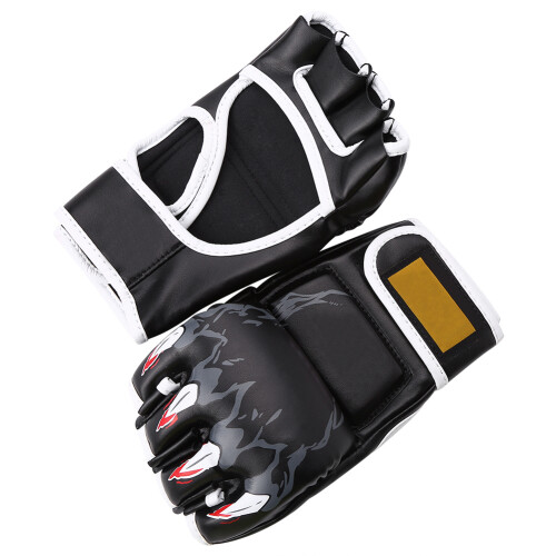 Langlebiger schwarzer PU-Halbfinger-Boxhandschuh für Training & Wettkampf 1
