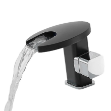 Waschtischarmatur ohne LED, für intelligente Induktion, Farb-/Temperaturänderung, Wasserfallauslauf, Schwarz/Weiß/Gold/Silber, Arm