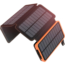 Solarladegerät 25000mAh Tragbarer externer Akku mit 4 Paneelen, wasserdichte Powerbank mit 2 USB-Anschlüssen, ideal für Outdoor-Ca