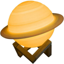 Saturn-Lampe, LED-3D-Druck, Dekolampe, Galaxie-Planetenlampe mit Ständer/Fernbedienung/Touchscreen/USB-aufladbar (13 cm, 3 Farben)