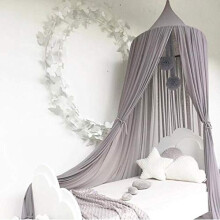 Bed Canopy Chiffon Mosquito Net Grey For Children Indoor Outdoor Reading Room Bedroom Decoration